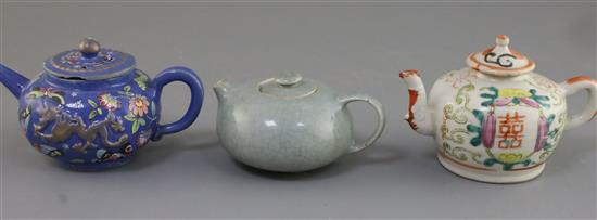 Three Chinese ceramic teapots